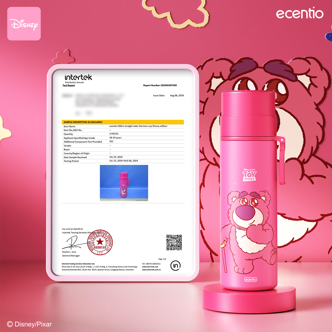 ecentio botol minum tumbler stainless 500ml tahan Disney Lotso dingin tumbler termos air panas 24jam