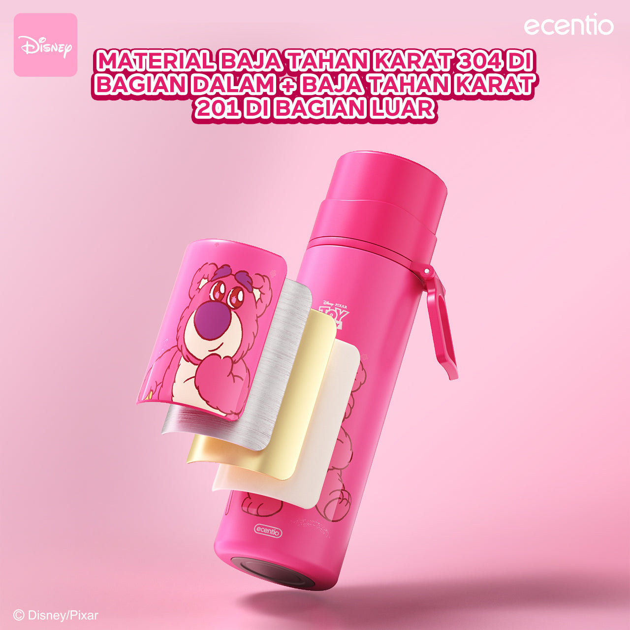 ecentio botol minum tumbler stainless 500ml tahan Disney Lotso dingin tumbler termos air panas 24jam