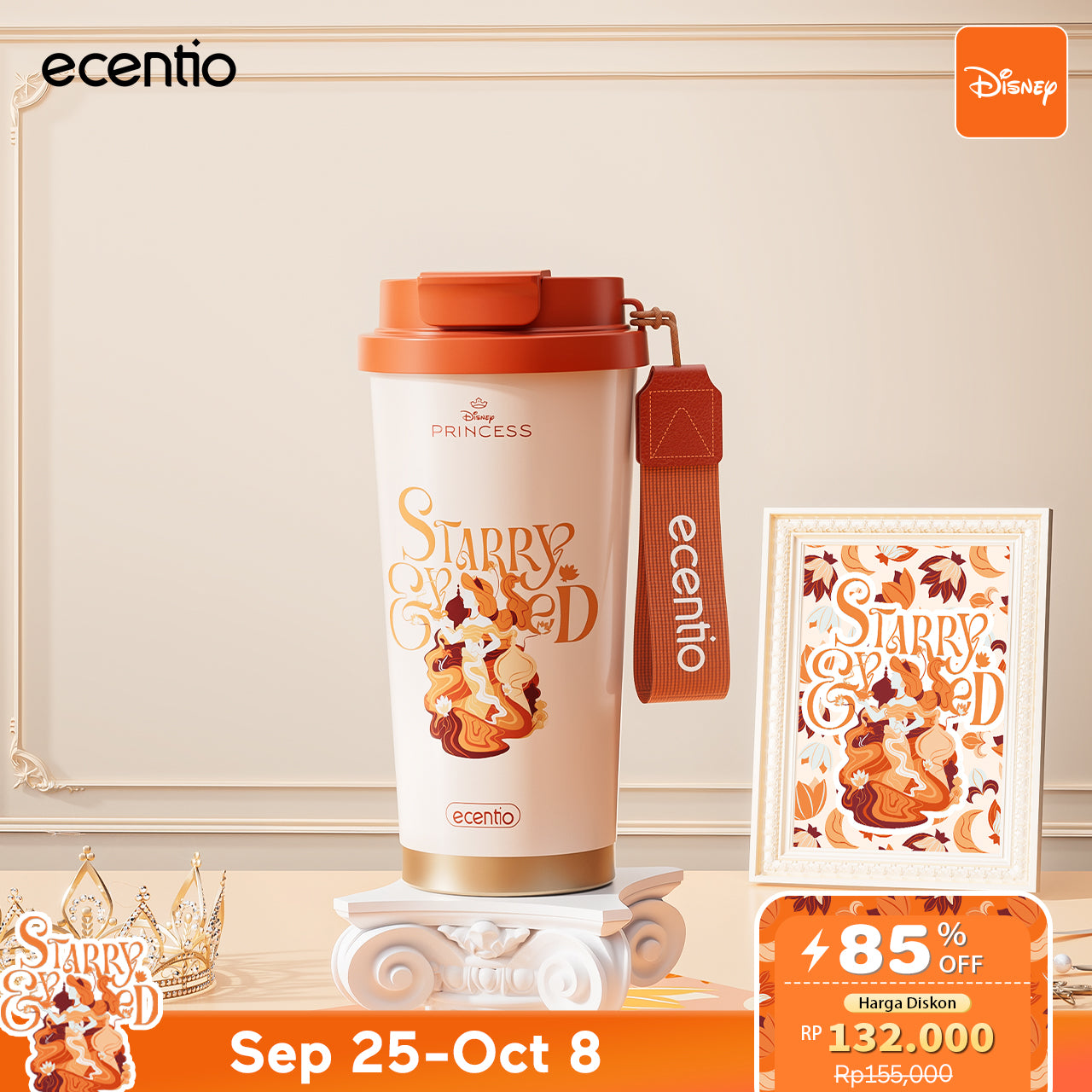 【Disney Mermaid Series】ecentio tumbler Stainless Vacuum 530ml Disney Mermaid Portable Thermos Botol minum besar