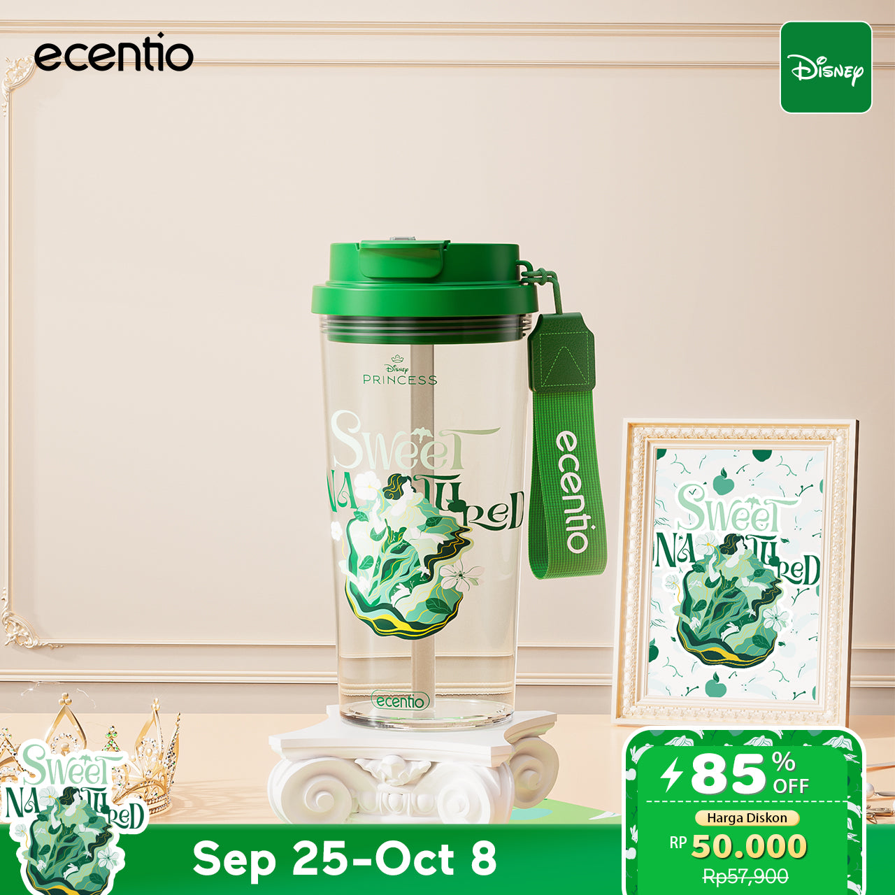 【Disney Mermaid Series】ecentio tumbler Stainless Vacuum 530ml Disney Mermaid Portable Thermos Botol minum besar