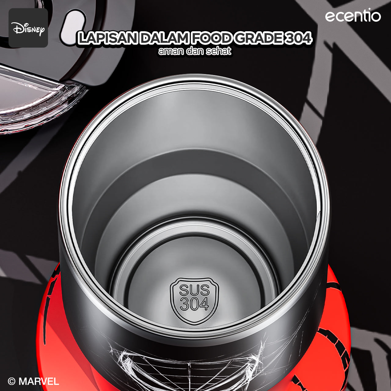【Disney】ecentio Disney Spider-Man botol minum 900ml Portable Tumbler Botol
