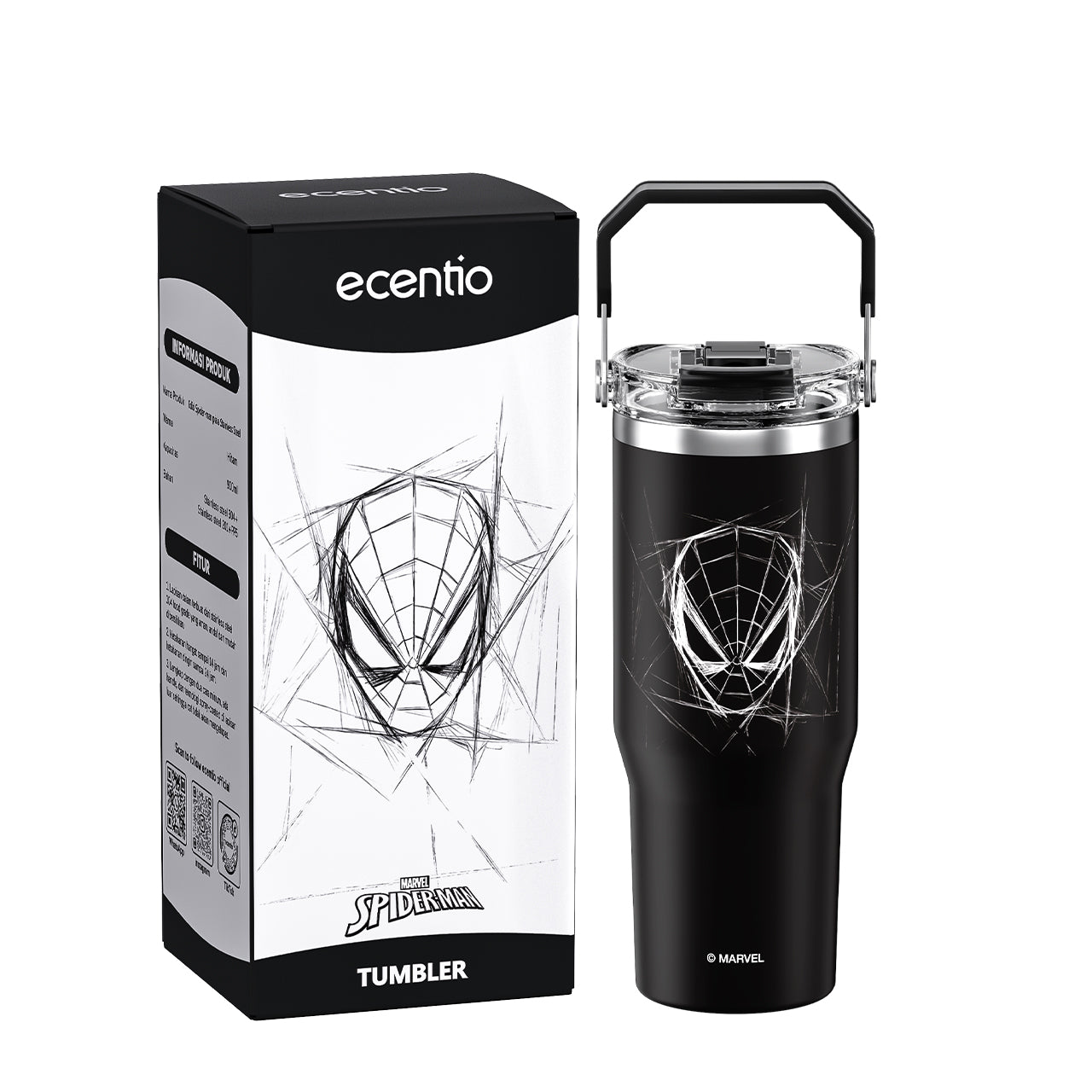 【Disney】ecentio Disney Spider-Man botol minum 900ml Portable Tumbler Botol
