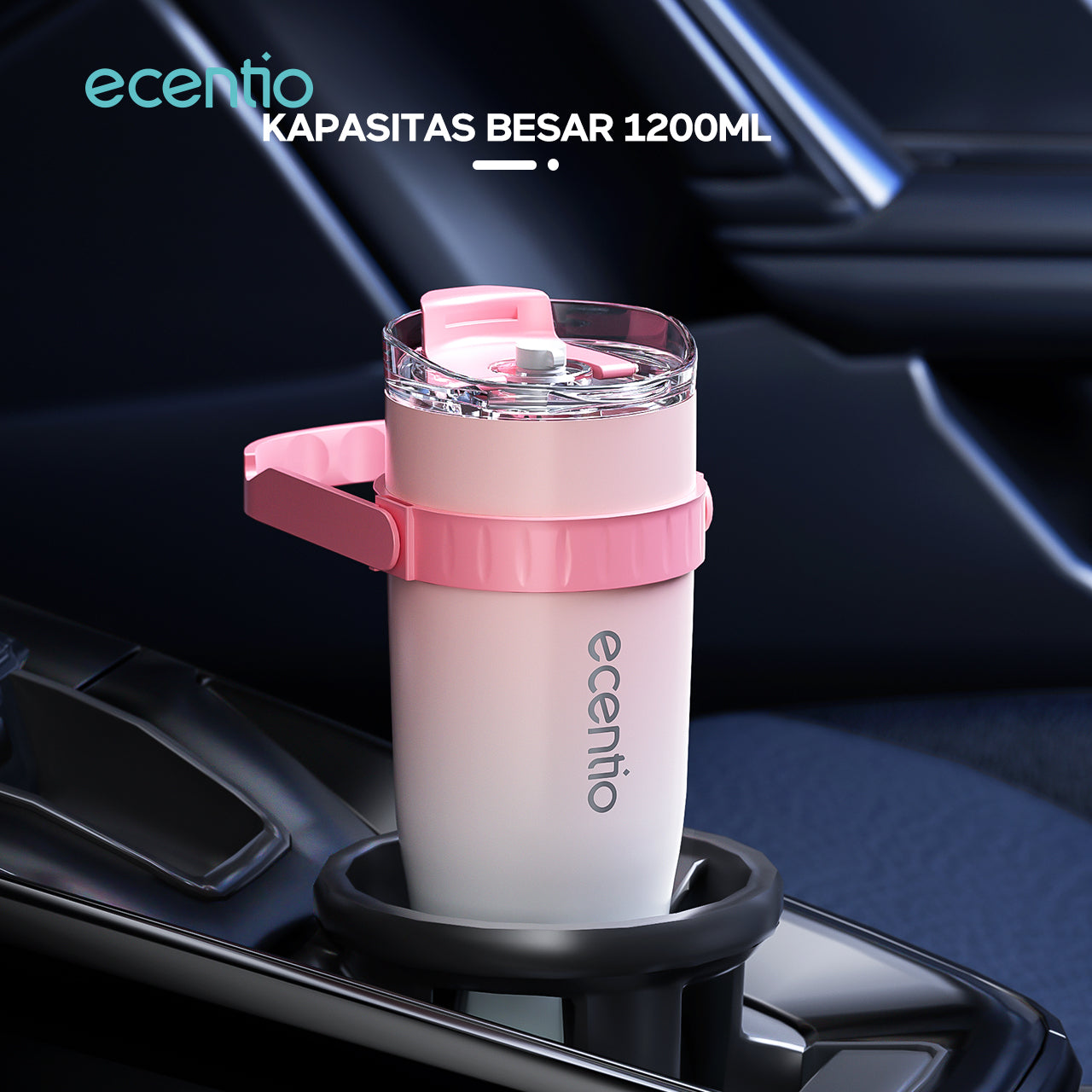 【BIG MAC】ecentio tumbler stainless steel 304 1200ml tahan dingin 23 jam dengan straw portable