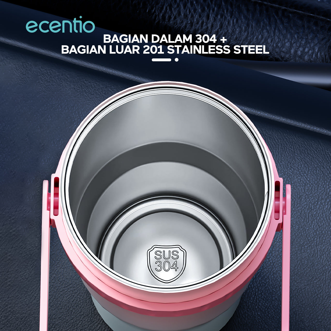 【BIG MAC】ecentio tumbler stainless steel 304 1200ml tahan dingin 23 jam dengan straw portable
