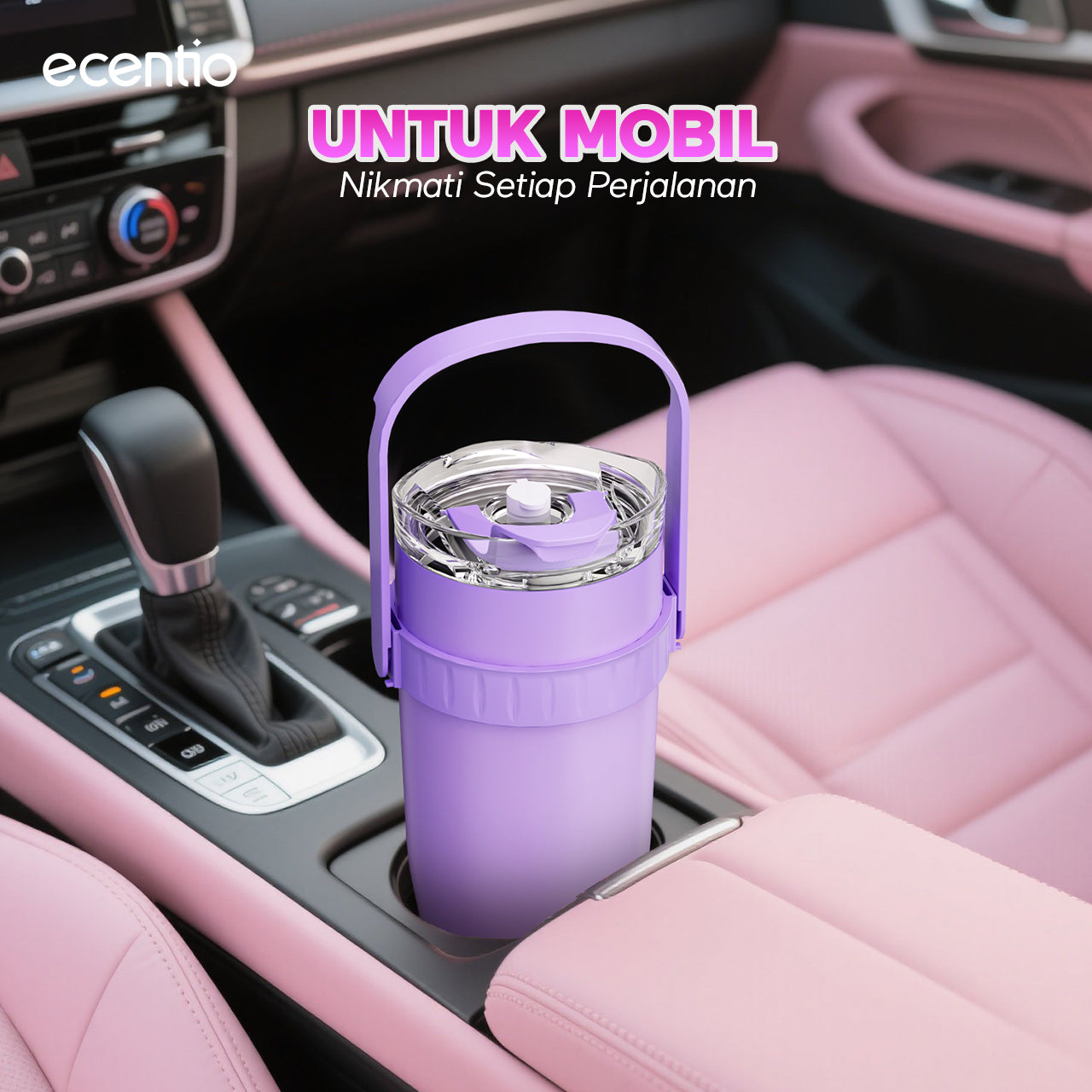 【Gradasi Warna Macaron】ecentio Tumbler Stainless Steel 1200ml Botol Minum Tahan Panas Dan Dingin Botol minum besar Thermos Cup Vacuum
