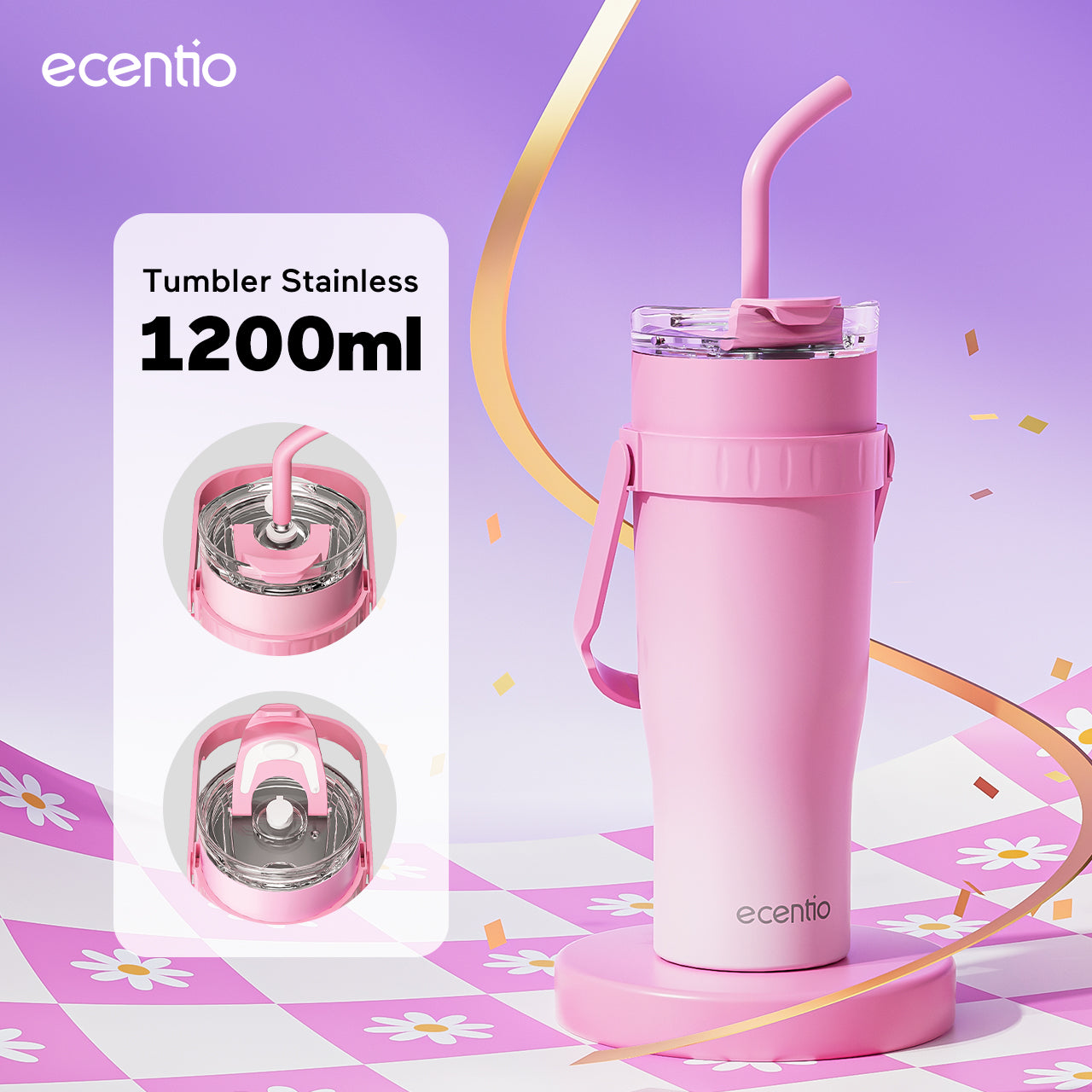 【Gradasi Warna Macaron】ecentio tumbler Stainless Vacuum Portable Thermos Botol minum besar