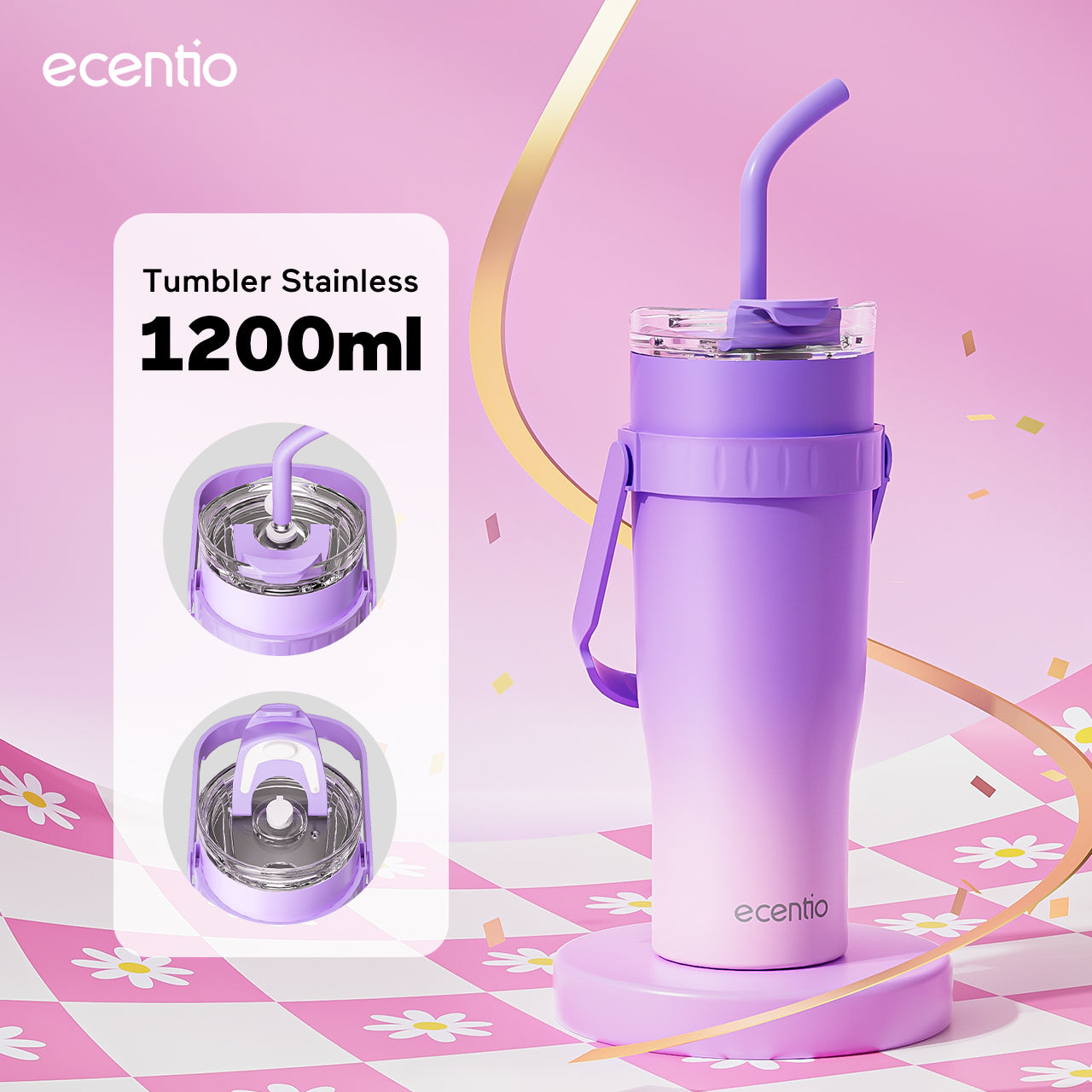【Gradasi Warna Macaron】ecentio tumbler Stainless Vacuum Portable Thermos Botol minum besar