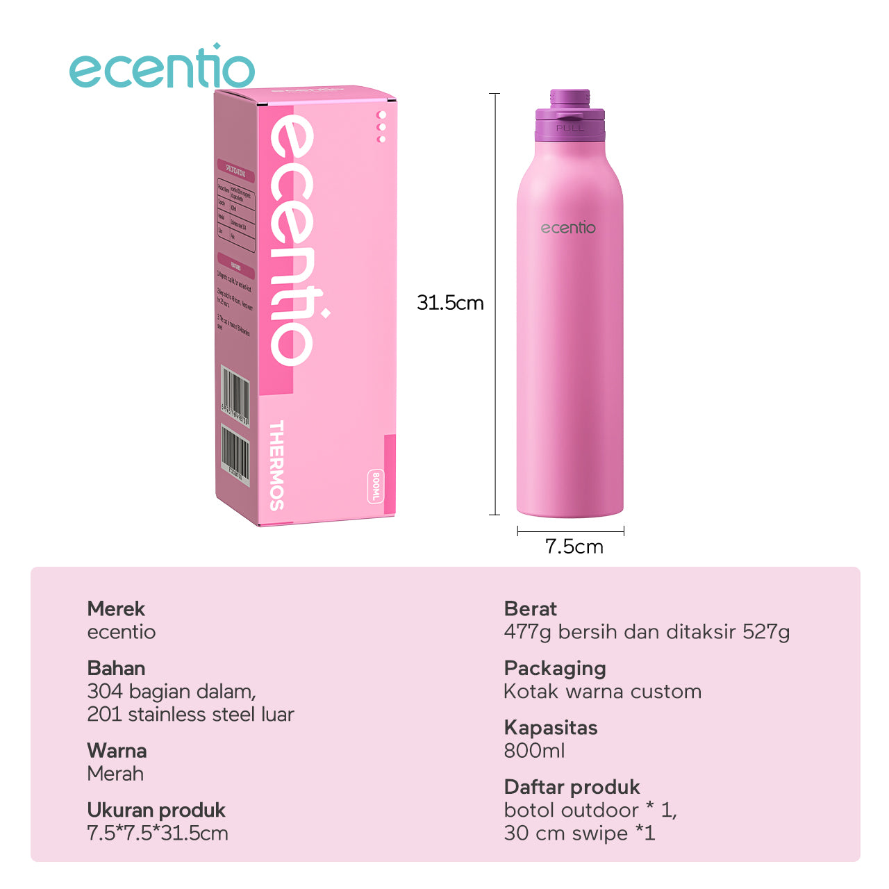 tempat minum stainless estetik anak laki laki 1 liter wadah minum stainless tumbler botol minum