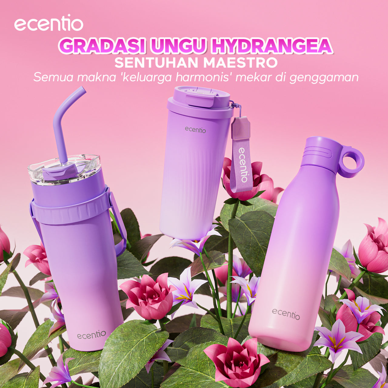 【Gradasi Warna Macaron】ecentio tumbler Stainless Vacuum Portable Thermos Botol minum besar