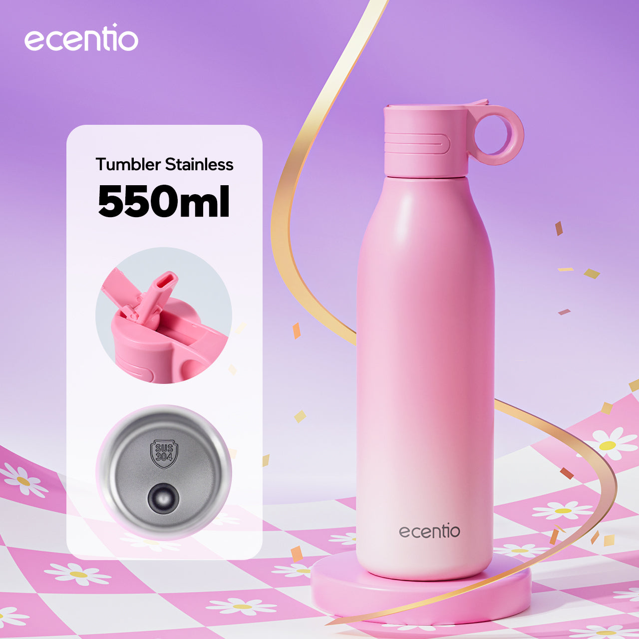 【Gradasi Warna Macaron】ecentio tumbler Stainless Vacuum Portable Thermos Botol minum besar