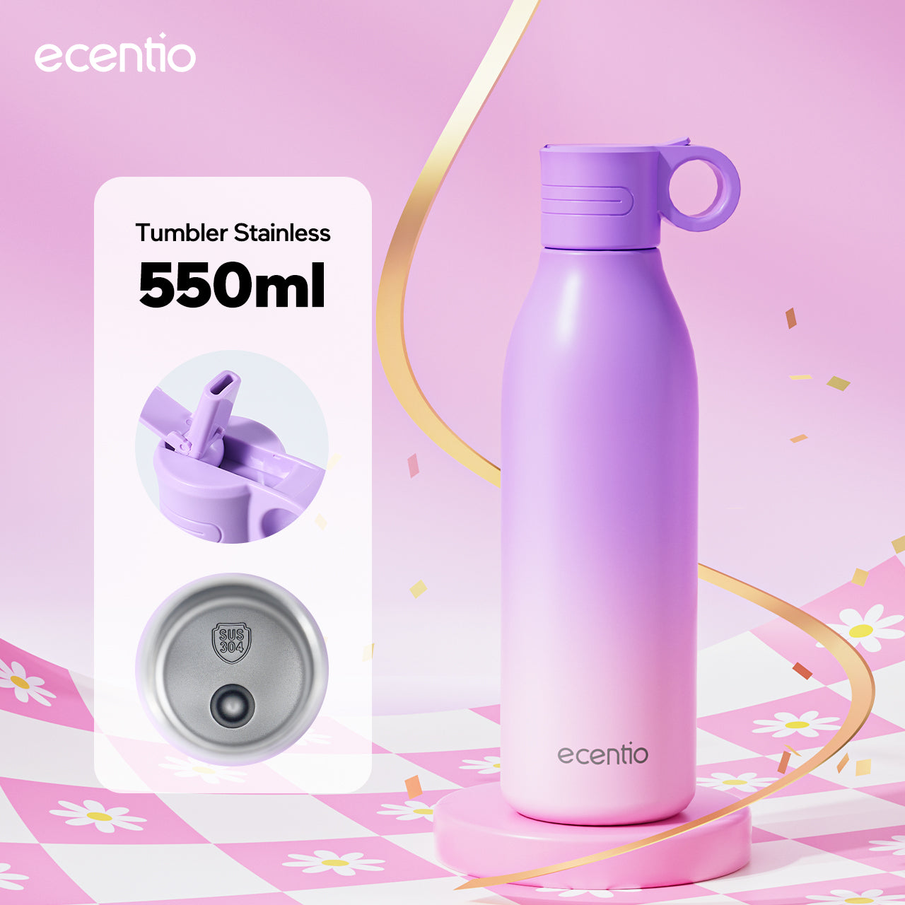 【Gradasi Warna Macaron】ecentio tumbler Stainless Vacuum Portable Thermos Botol minum besar