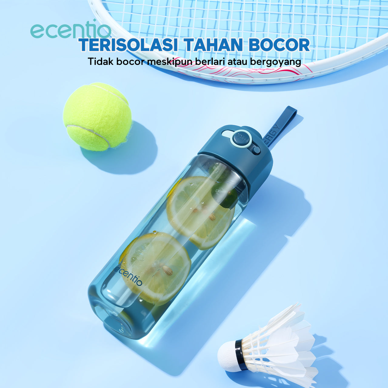【🌟Pre-Order】ecentio botol minum 550ml Portable Botol air Anak Sport Outdoor Anti Bocor kunci aman tersembunyi Tahan Dingin Panas BPA Free