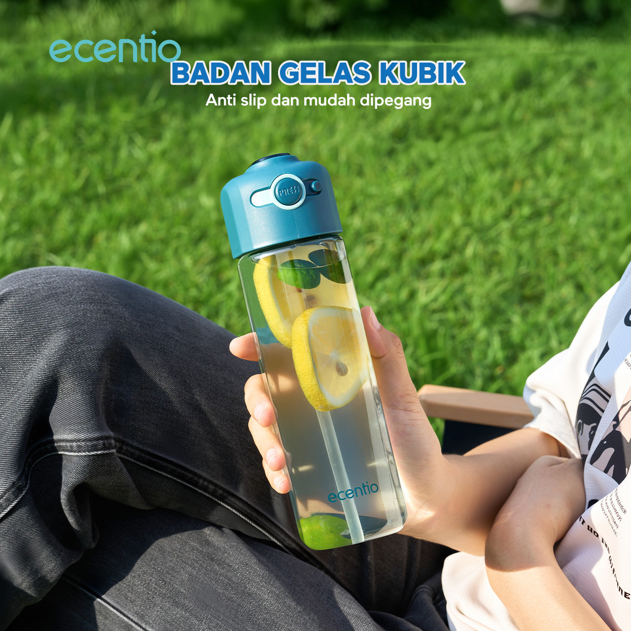 【🌟Pre-Order】ecentio botol minum 550ml Portable Botol air Anak Sport Outdoor Anti Bocor kunci aman tersembunyi Tahan Dingin Panas BPA Free
