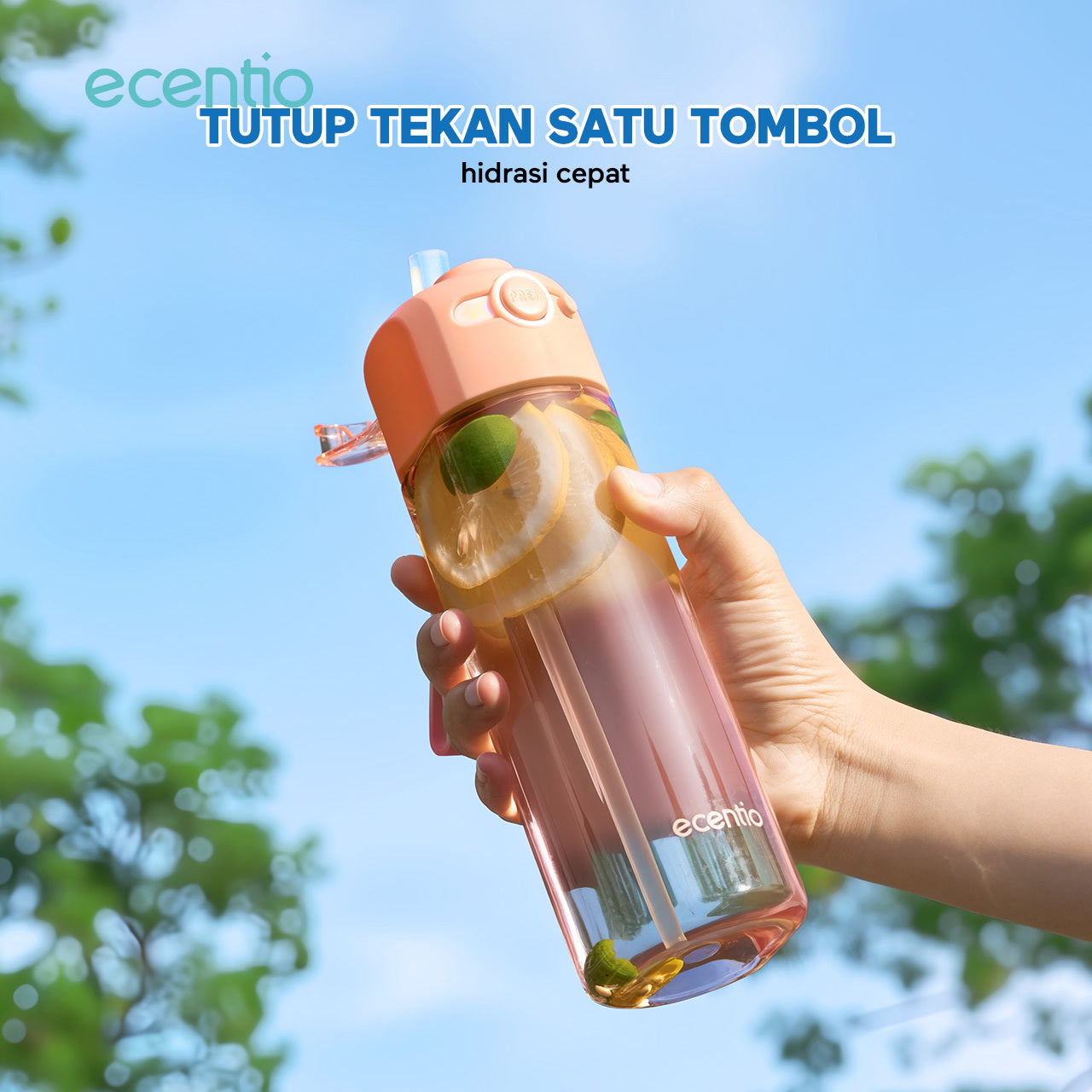 【🌟Pre-Order】ecentio botol minum 550ml Portable Botol air Anak Sport Outdoor Anti Bocor kunci aman tersembunyi Tahan Dingin Panas BPA Free
