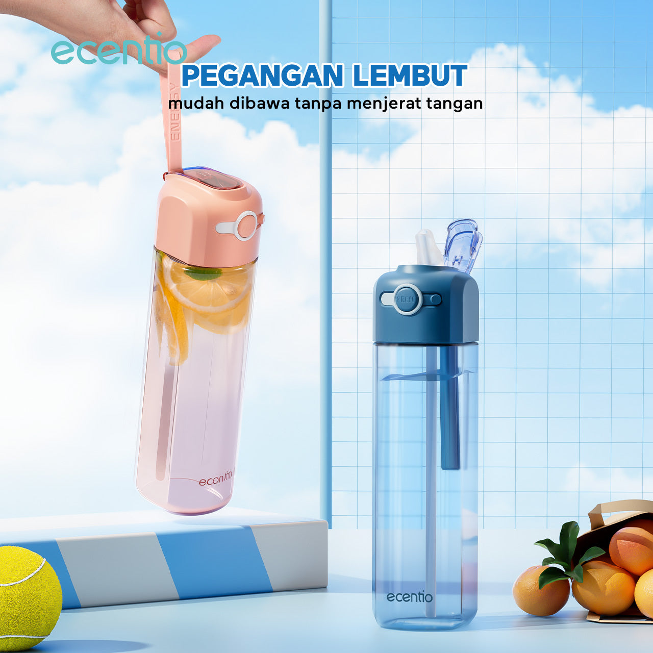 【🌟Pre-Order】ecentio botol minum 550ml Portable Botol air Anak Sport Outdoor Anti Bocor kunci aman tersembunyi Tahan Dingin Panas BPA Free