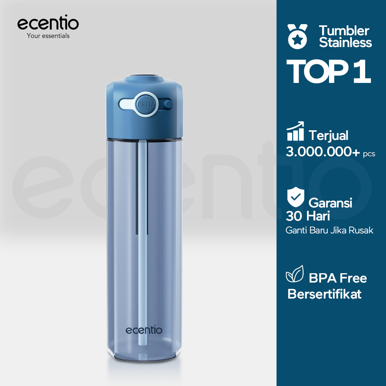【🌟Pre-Order】ecentio botol minum 550ml Portable Botol air Anak Sport Outdoor Anti Bocor kunci aman tersembunyi Tahan Dingin Panas BPA Free