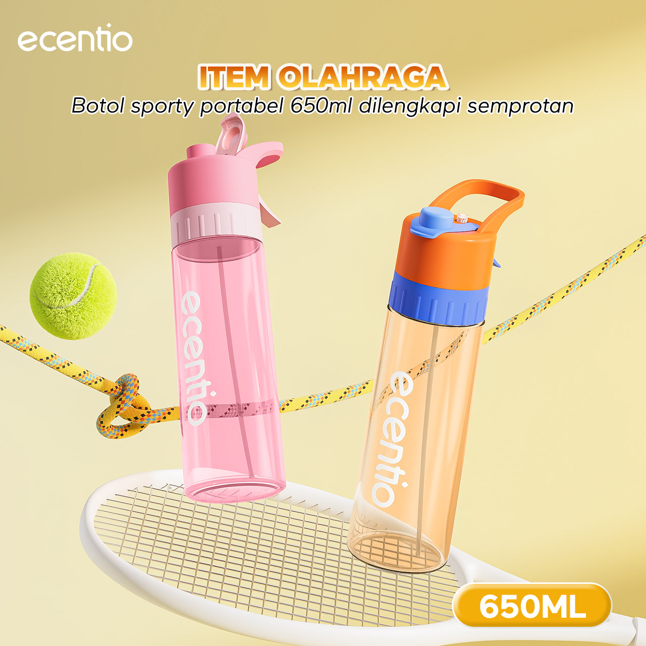 【Dopamine Sport Series】ecentio ourdoor tumbler Stainless olahraga Vacuum 800ml sport aesthetic lari Portable Tetap dingin selama 24 JAM Thermos Botol minum besar