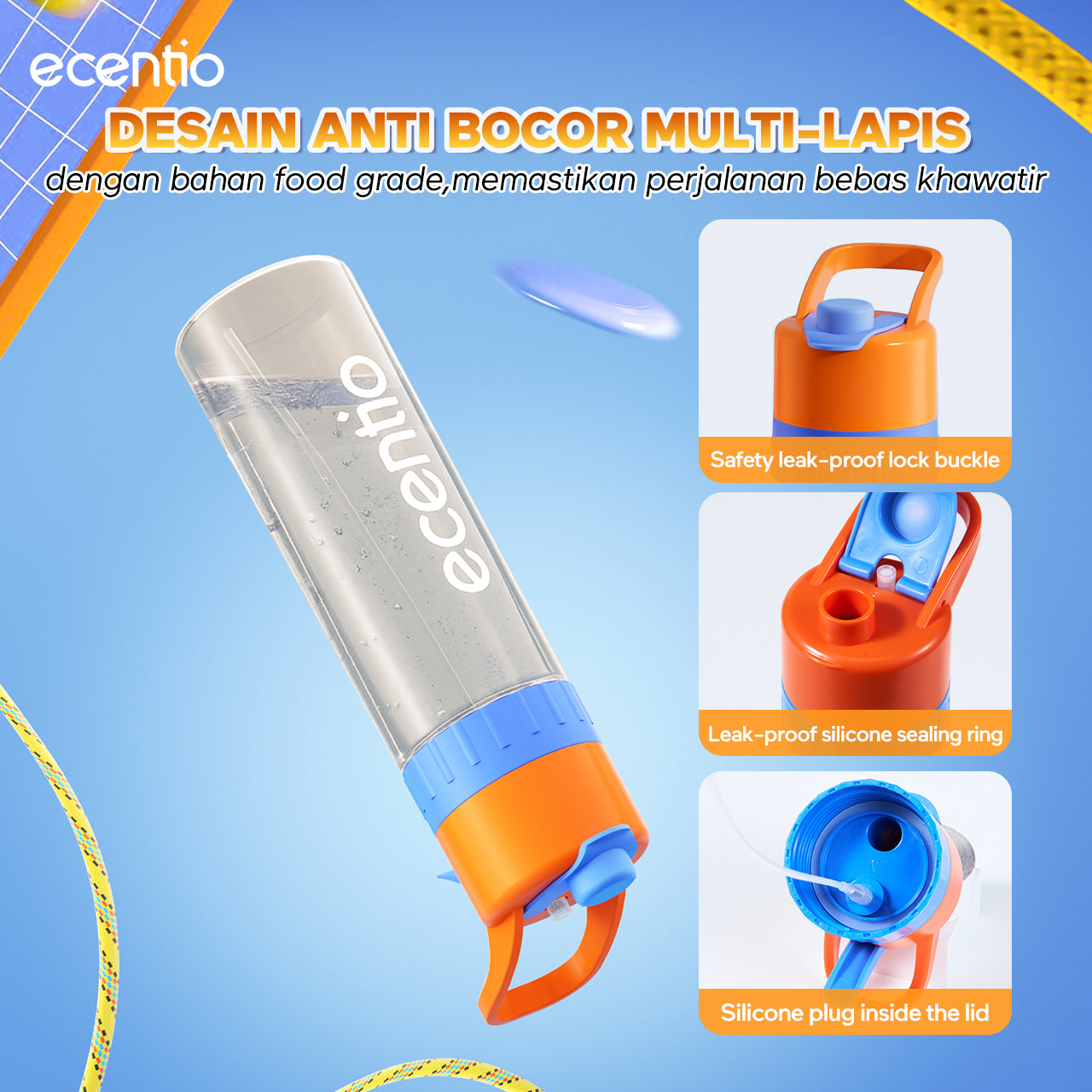 【Dopamine Sport Series】ecentio ourdoor tumbler Stainless olahraga Vacuum 800ml sport aesthetic lari Portable Tetap dingin selama 24 JAM Thermos Botol minum besar