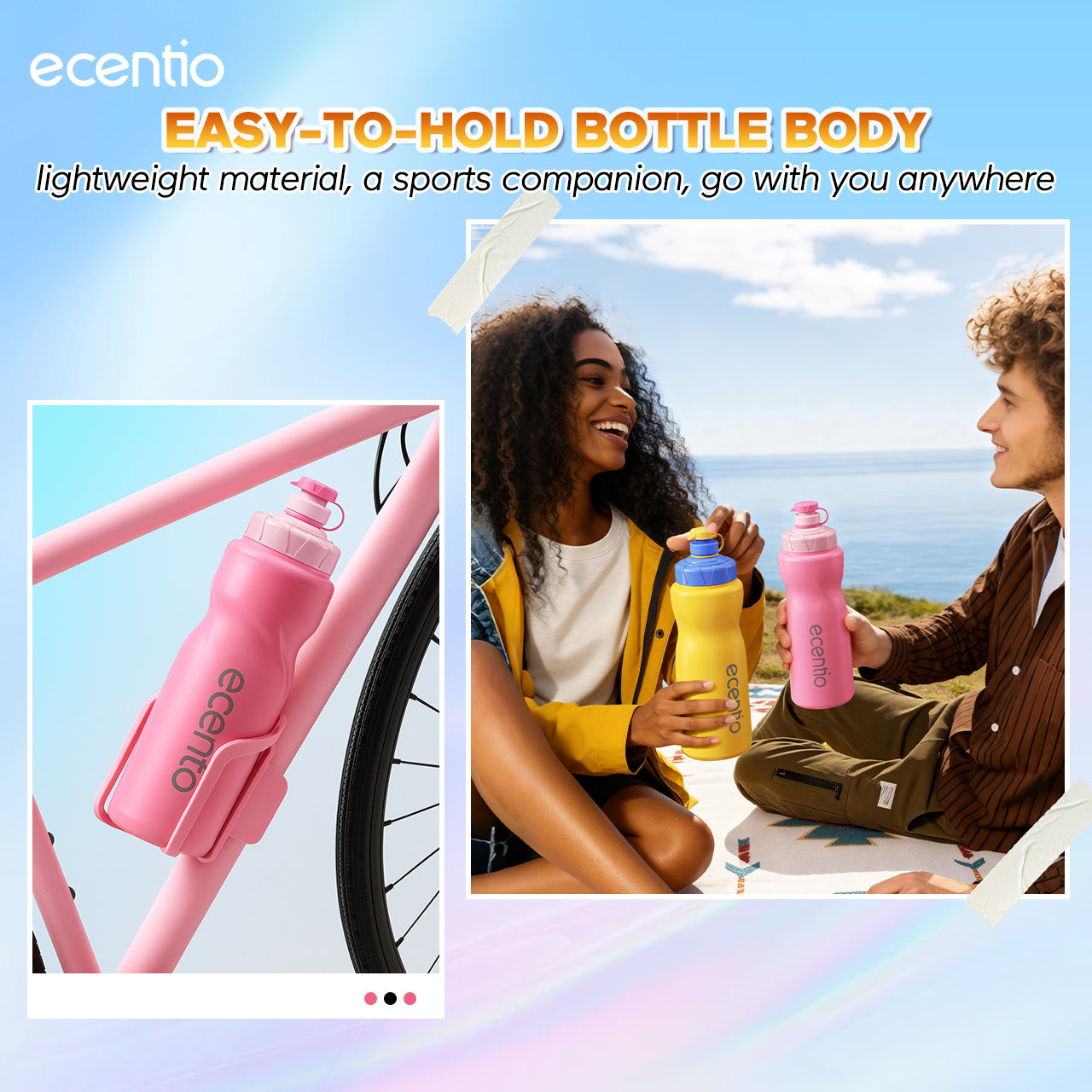 【Dopamine Sport Series】ecentio ourdoor tumbler Stainless olahraga Vacuum 800ml sport aesthetic lari Portable Tetap dingin selama 24 JAM Thermos Botol minum besar