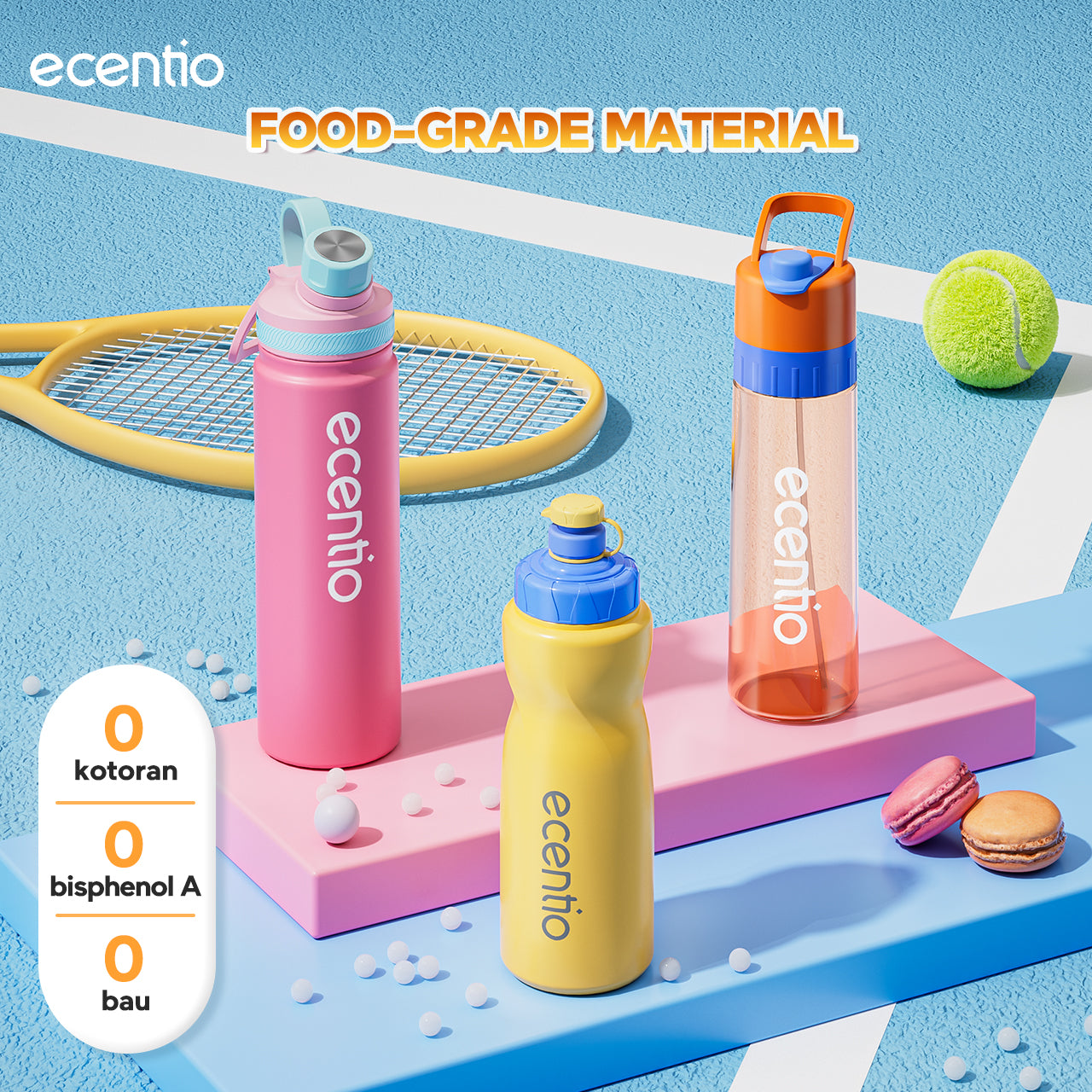 【Dopamine Sport Series】ecentio ourdoor tumbler Stainless olahraga Vacuum 800ml sport aesthetic lari Portable Tetap dingin selama 24 JAM Thermos Botol minum besar