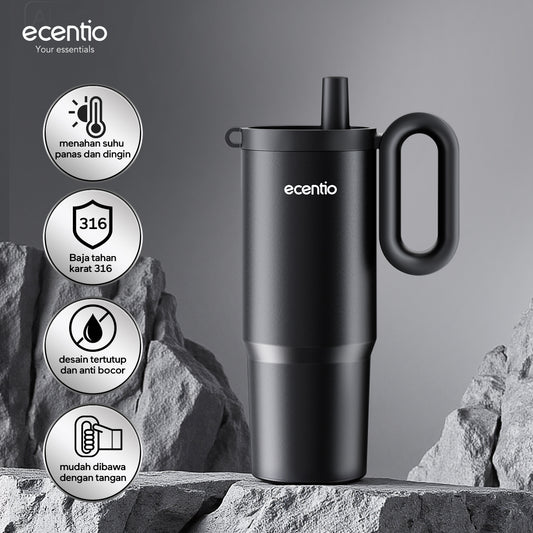 ecentio tumbler Stainless 750ml Portable Thermos Botol minum besar tas tumbler tahan panas dingin 24 jam lucu tumblr aesthetic termos air panas tumbler kopi tumbler sedotan botol minum botol minum sekolahanak laki laki