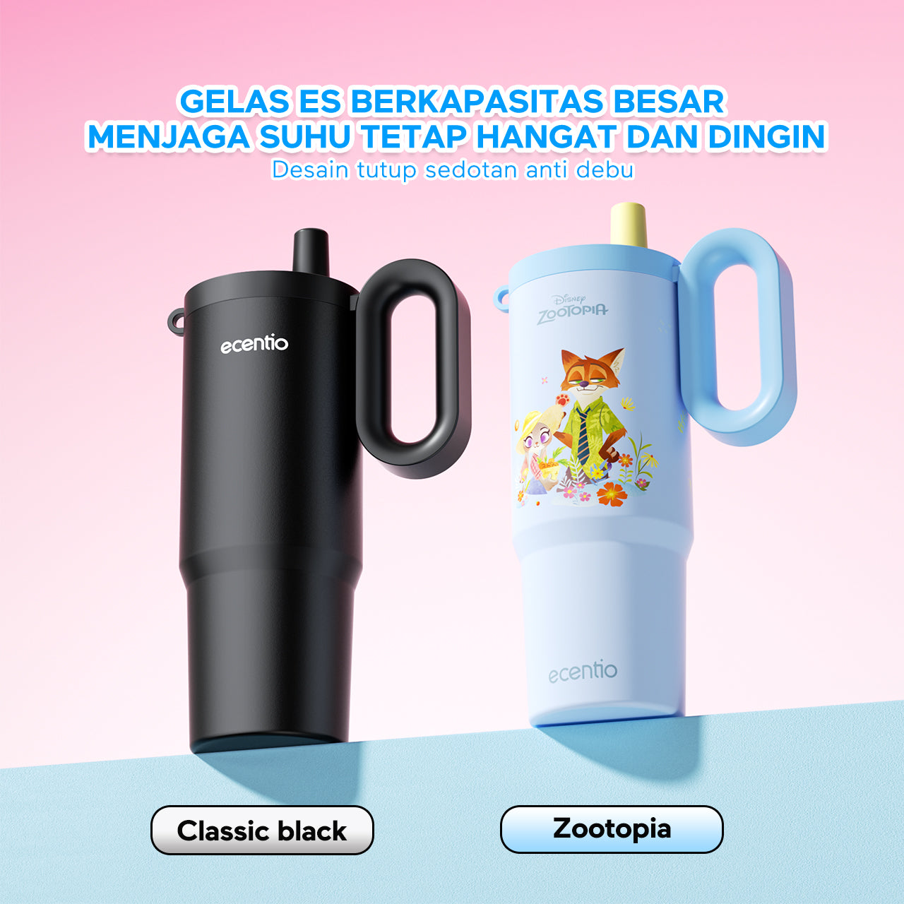 ecentio tumbler Stainless 750ml Portable Thermos Botol minum besar tas tumbler tahan panas dingin 24 jam lucu tumblr aesthetic termos air panas tumbler kopi tumbler sedotan botol minum botol minum sekolahanak laki laki