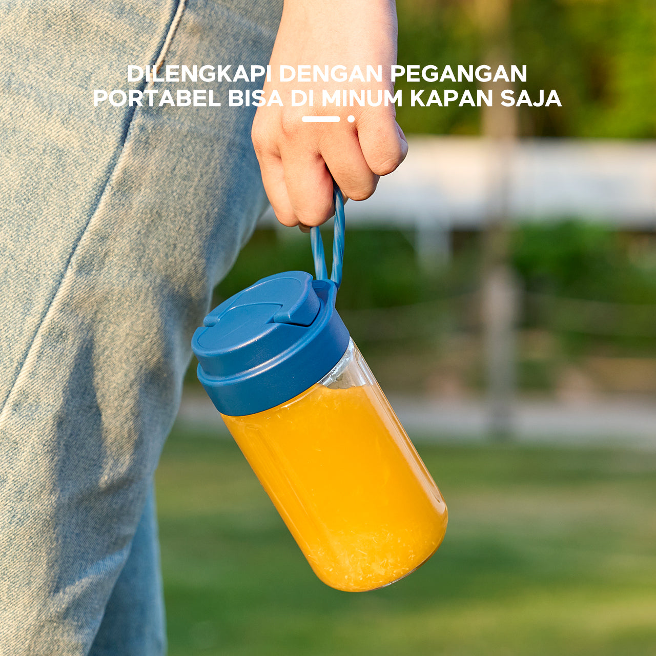 ecentio blender 10 pisau juicer Kaca Tebal 2 Cup mini portable dengan sedotan 380ml+380ml