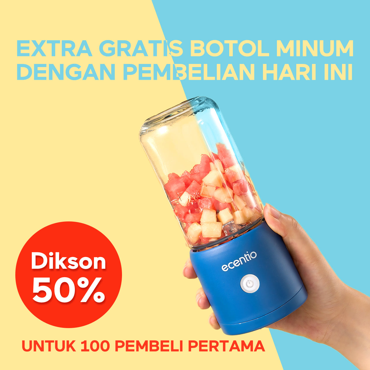 【GARANSI 30 HARI】ecentio 2 cup Juicer 10 Mata Pisau Blender mini Jus