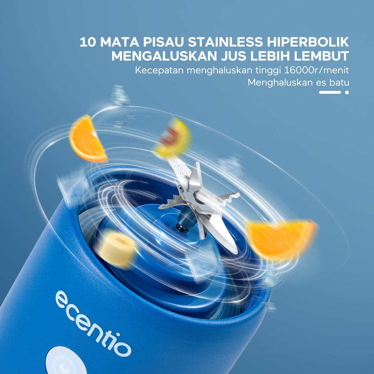 【GARANSI 30 HARI】ecentio 2 cup Juicer 10 Mata Pisau Blender mini Jus