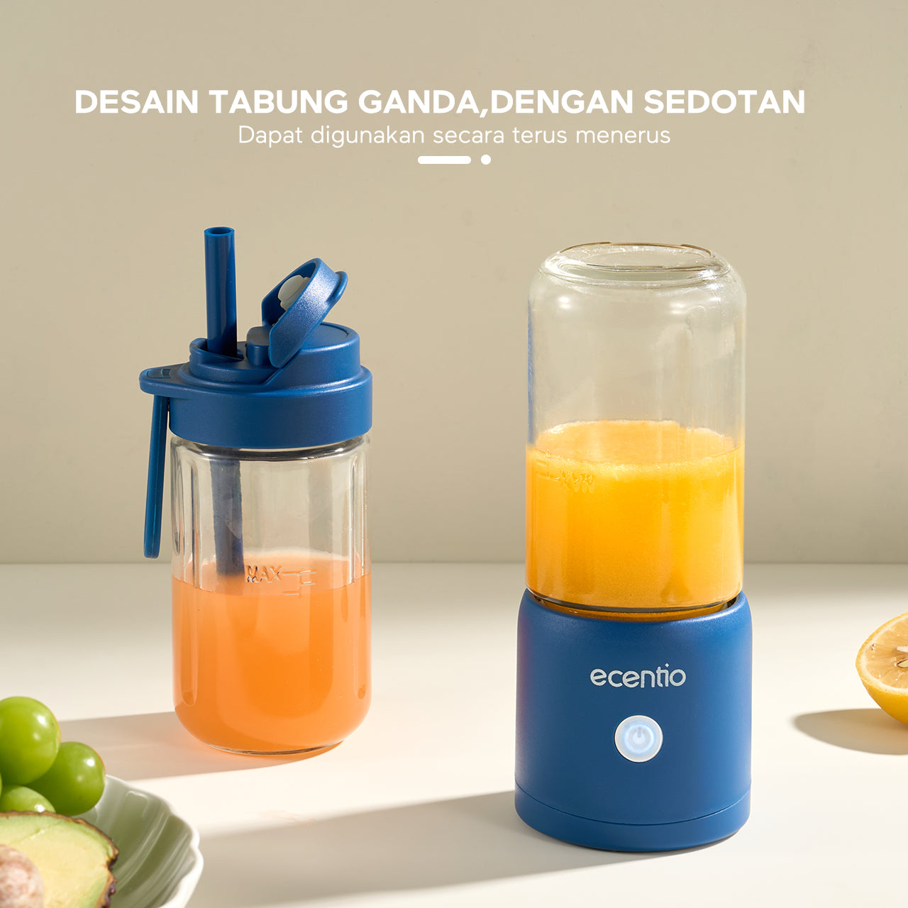【GARANSI 30 HARI】ecentio 2 cup Juicer 10 Mata Pisau Blender mini Jus