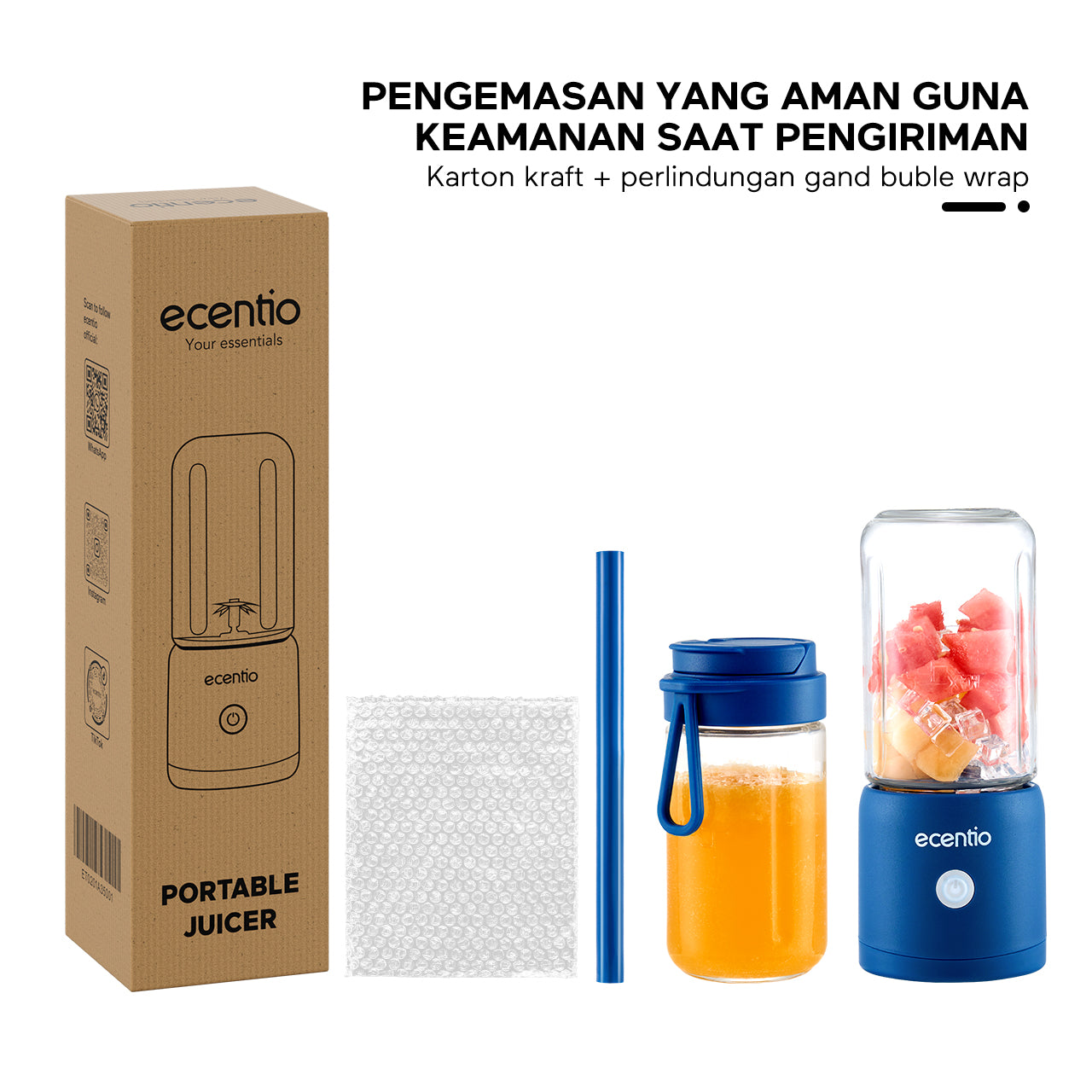 【GARANSI 30 HARI】ecentio 2 cup Juicer 10 Mata Pisau Blender mini Jus