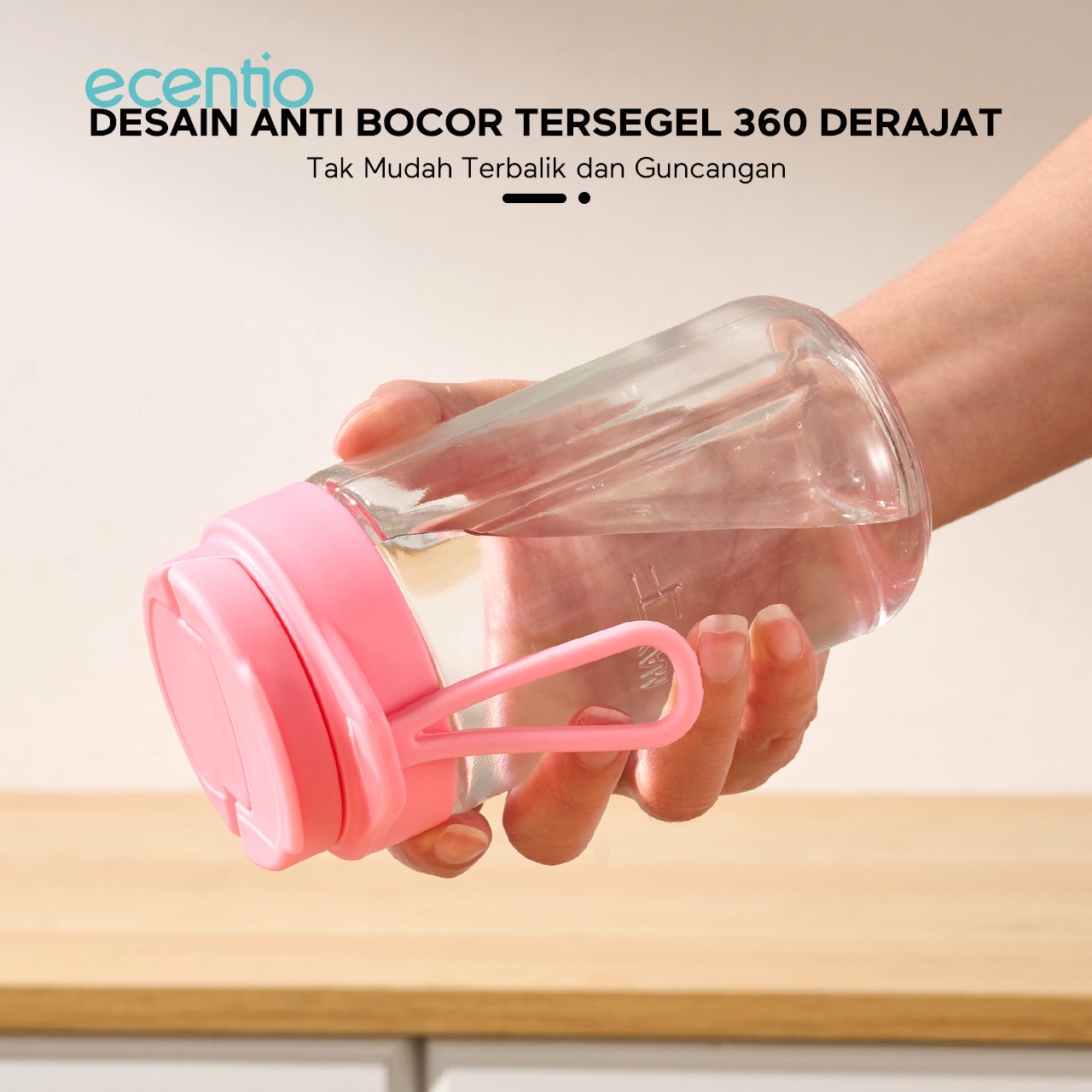 ecentio juicer blender 10 pisau juicer Kaca Tebal 2 Cup mini portable dengan sedotan 380ml+380ml