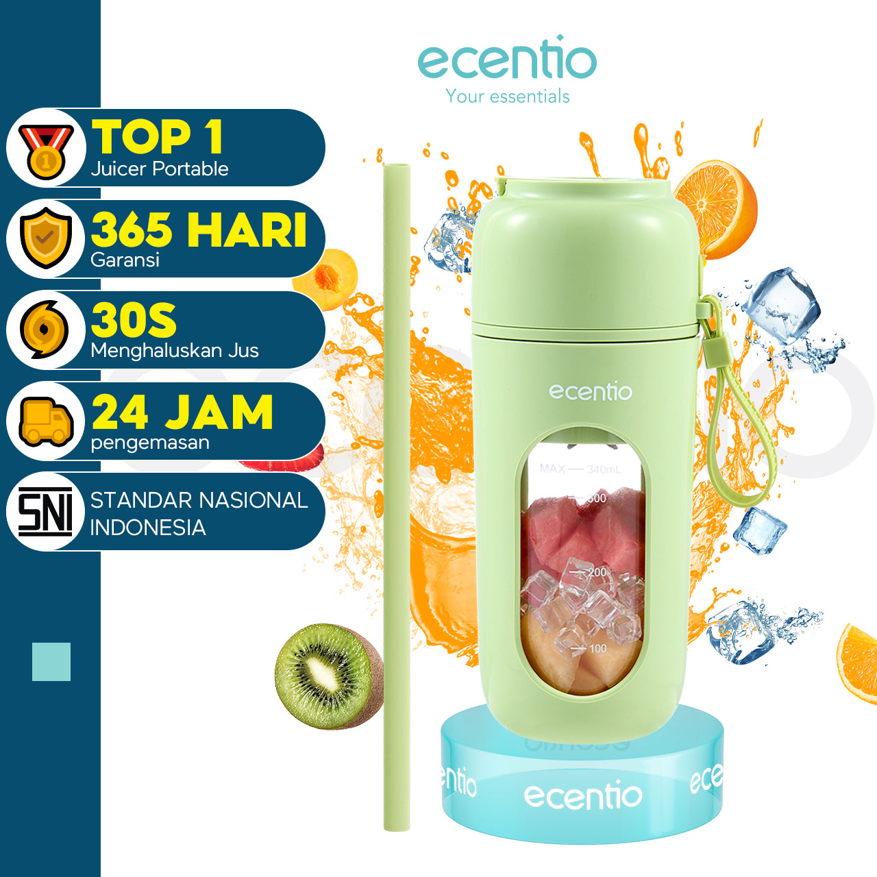 🔥Diskon Khusus🔥ecentio Juicer Portabel 350ml Hijau