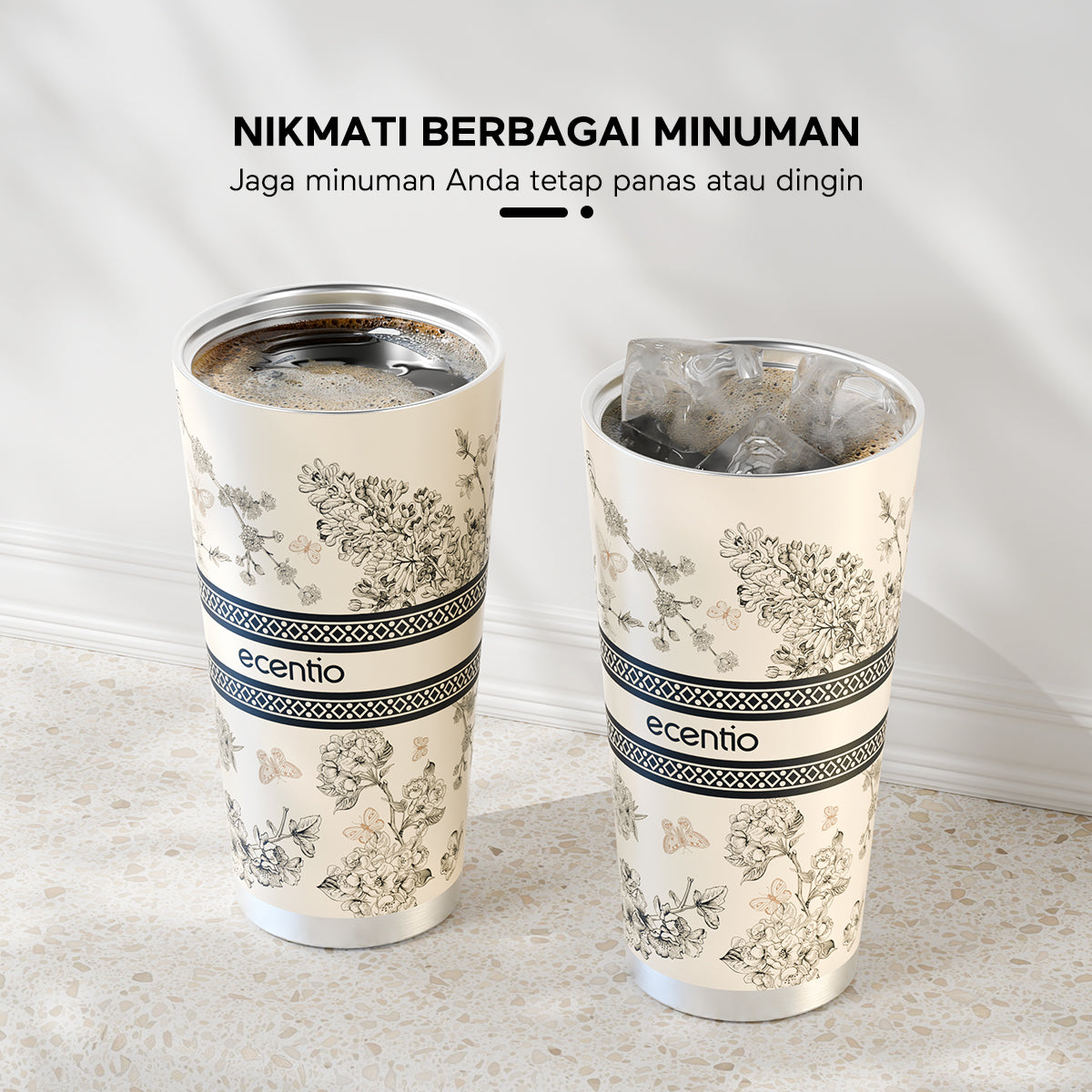 ecentio Tumblr Portabel Seri Blossom 500ml Botol minum stainless - ecentio