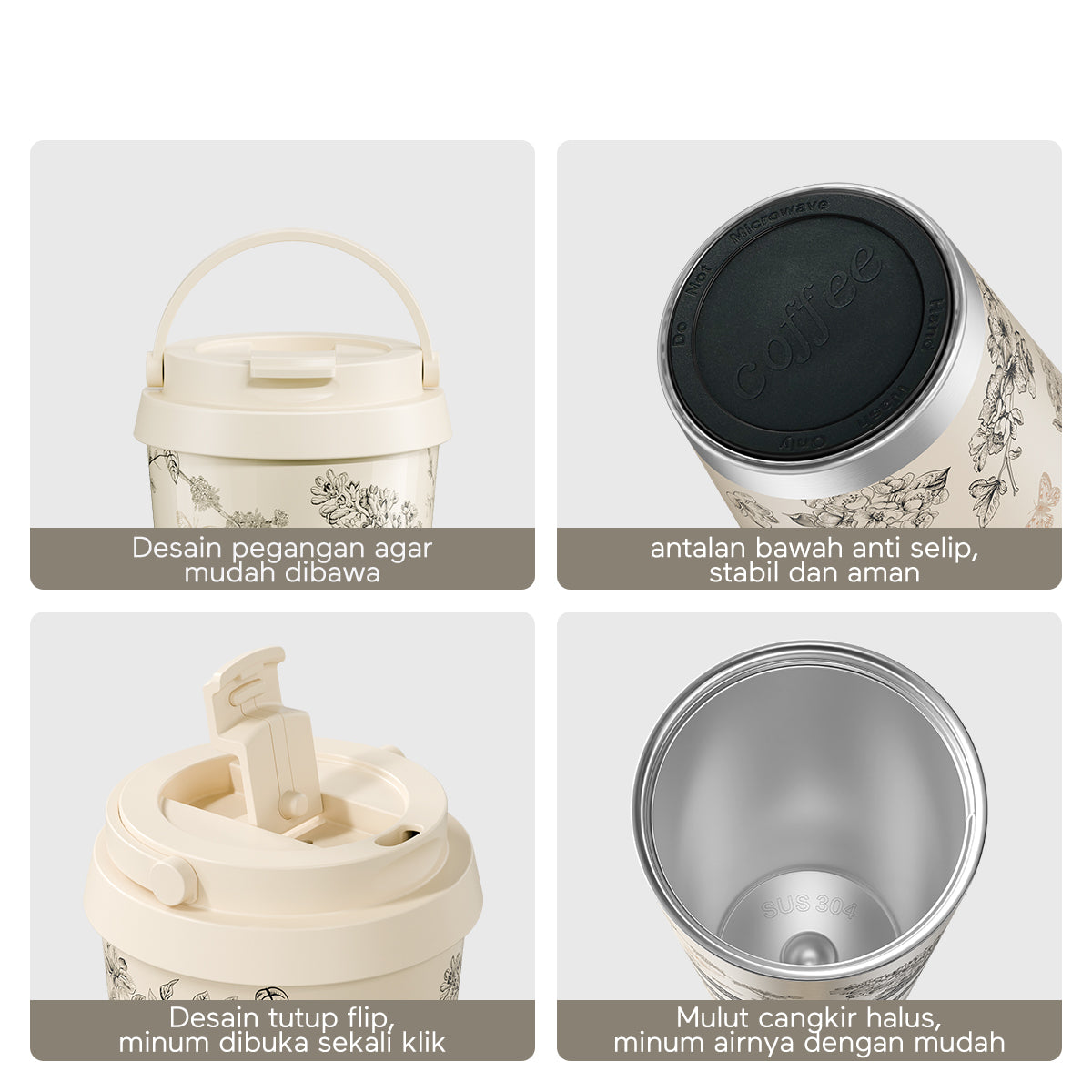 ecentio Tumblr Portabel Seri Blossom 500ml Botol minum stainless - ecentio