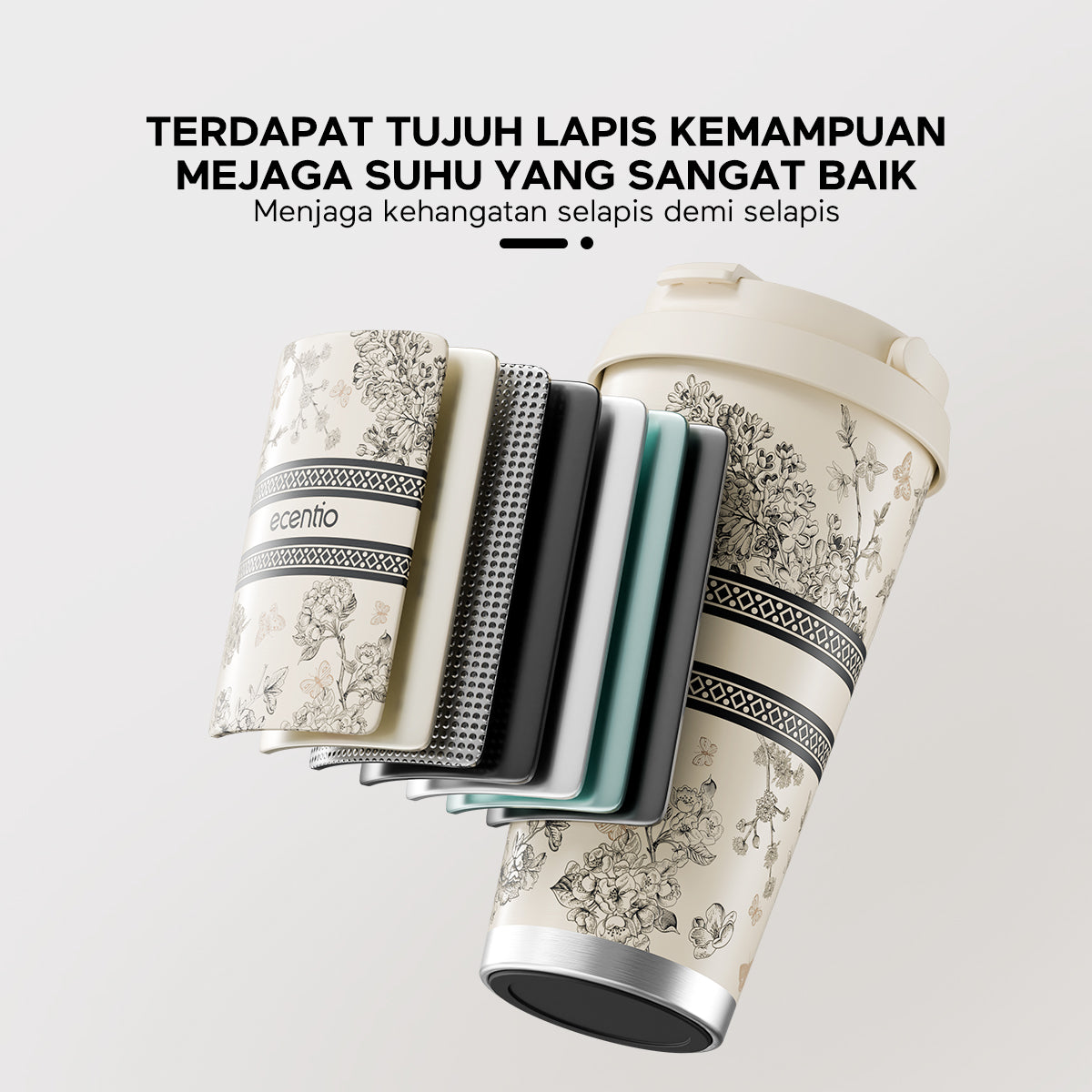 ecentio Tumblr Portabel Seri Blossom 500ml Botol minum stainless - ecentio