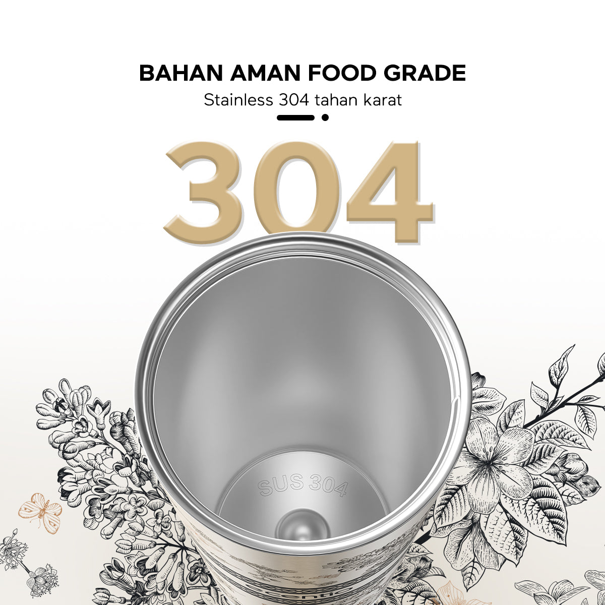 ecentio Tumblr Portabel Seri Blossom 500ml Botol minum stainless - ecentio