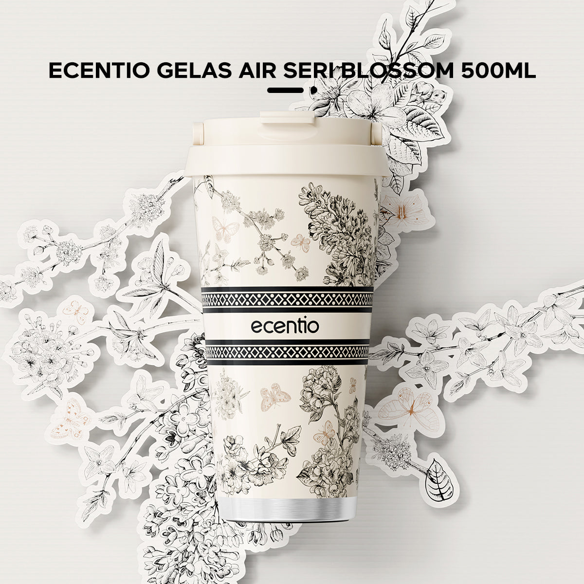 ecentio Tumblr Portabel Seri Blossom 500ml Botol minum stainless - ecentio