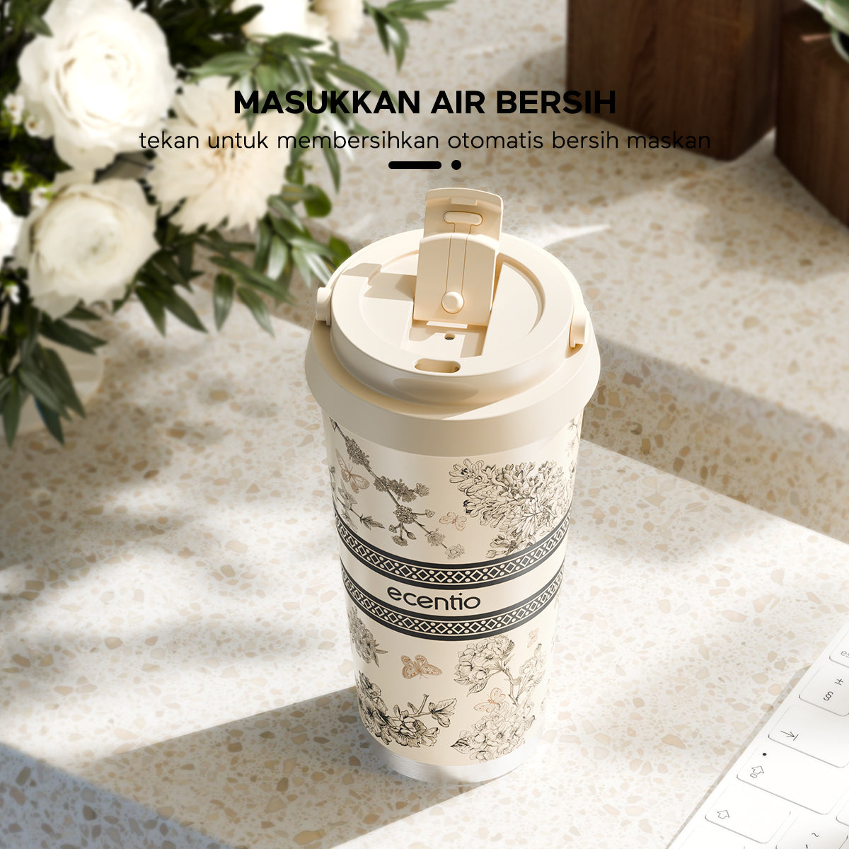 ecentio Tumblr Portabel Seri Blossom 500ml Botol minum stainless - ecentio
