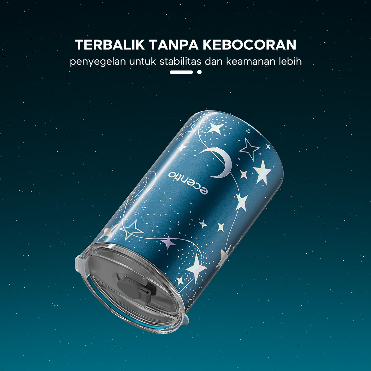 Ramadan Tumblr Gelas Kaca Perak Seri Radiant+Piala Stainless Steel ecentio Brilliant Series 600ml