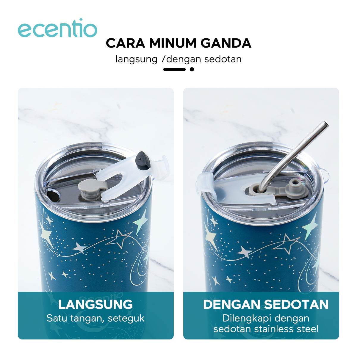 Pemesanan Awal!🌟Piala Stainless Steel ecentio Brilliant Series 600ml - ecentio