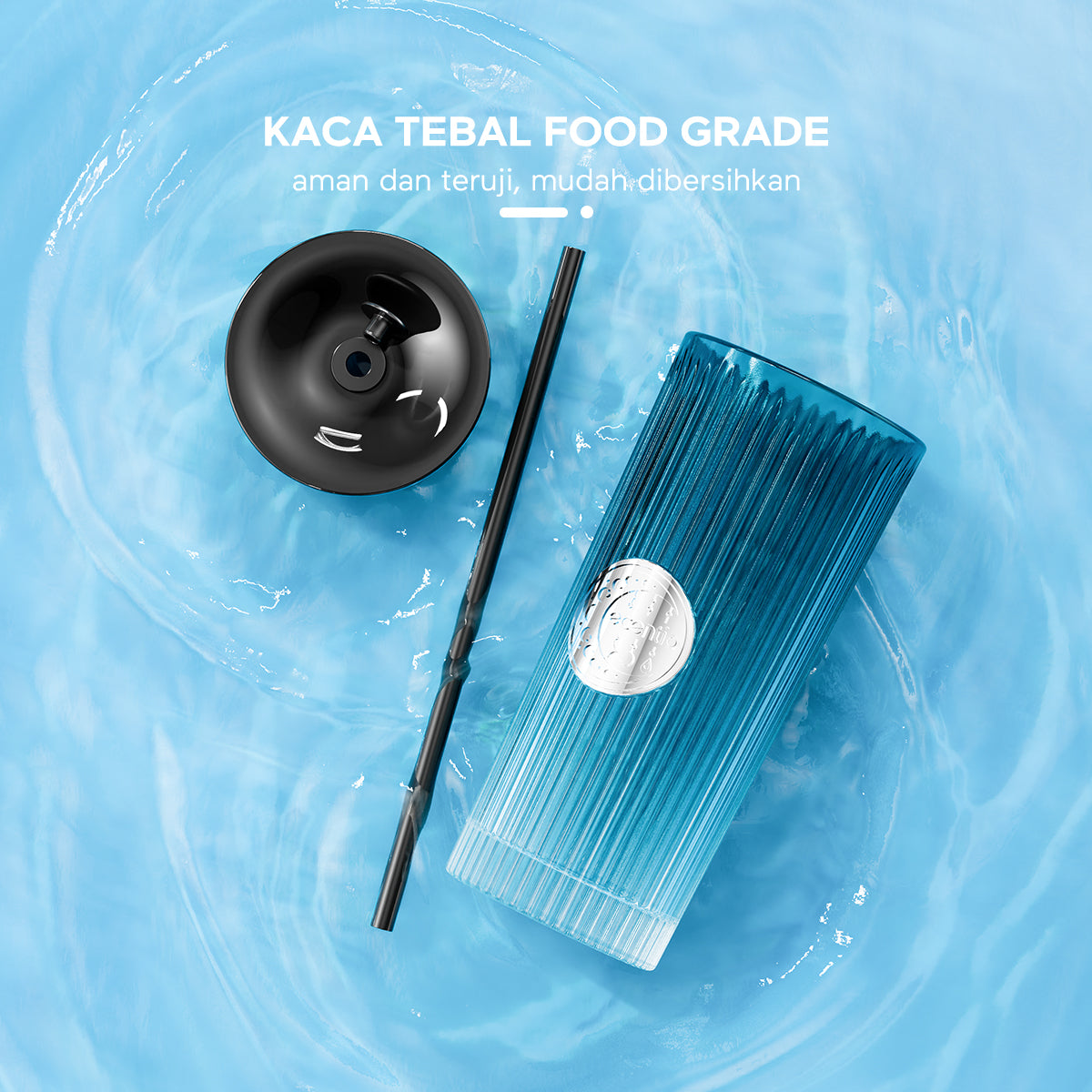 Ramadan Tumblr Gelas Kaca Perak Seri Radiant+Piala Stainless Steel ecentio Brilliant Series 600ml