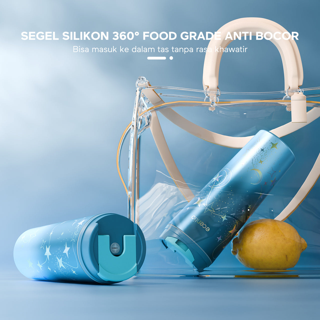 ecentio tumbler coffee seri bersinar dengan gradasi warna 650ml