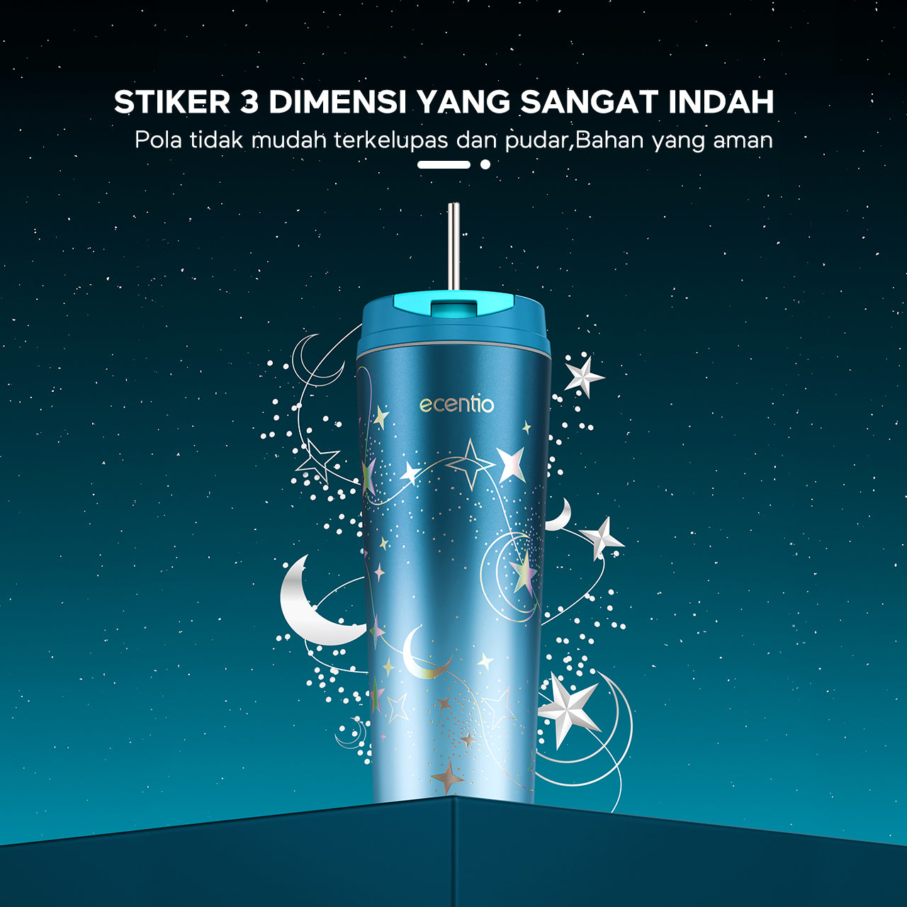 ecentio tumbler coffee seri bersinar dengan gradasi warna 650ml