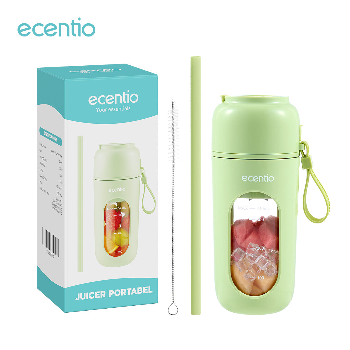 Pemesanan Awal!🌟ecentio Juicer Portabel 350ml Hijau - ecentio