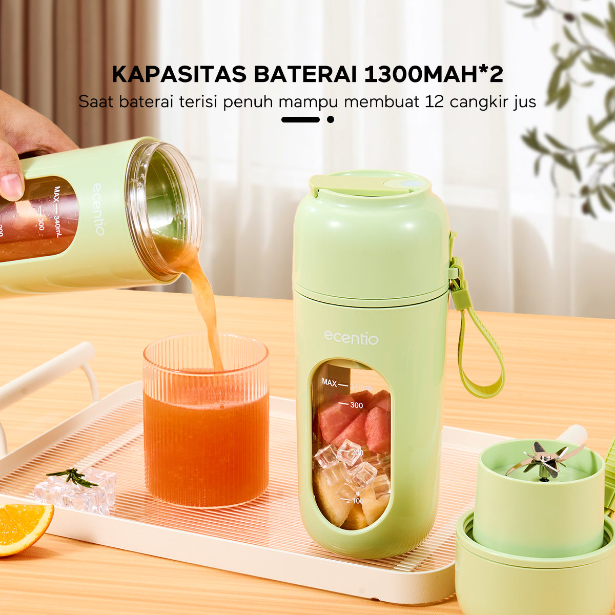 Pemesanan Awal!🌟ecentio Juicer Portabel 350ml Hijau - ecentio