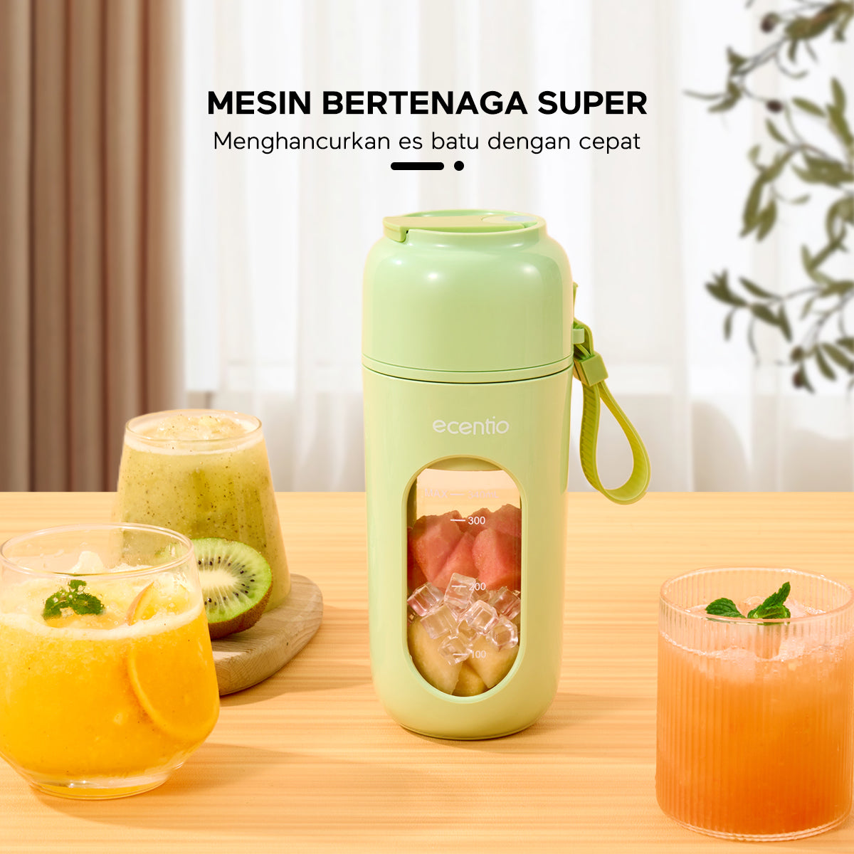 Pemesanan Awal!🌟ecentio Juicer Portabel 350ml Hijau - ecentio
