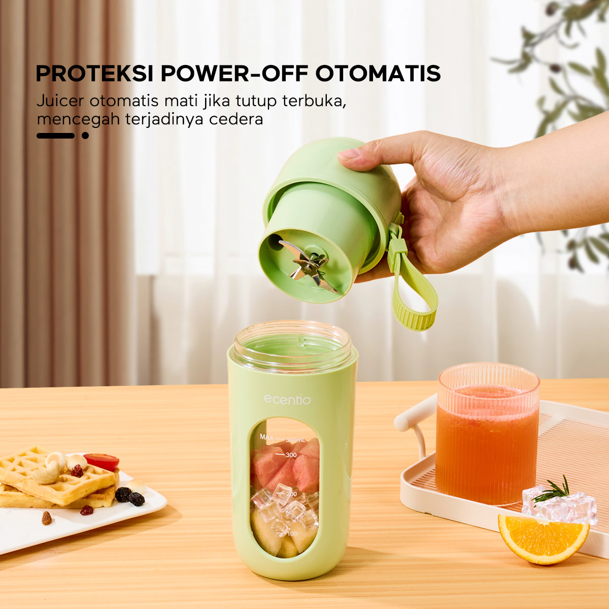Pemesanan Awal!🌟ecentio Juicer Portabel 350ml Hijau - ecentio