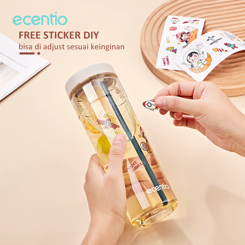 ecentio 3grid 1100ml Kotak makan+Botol minum 2pcs set - ecentio