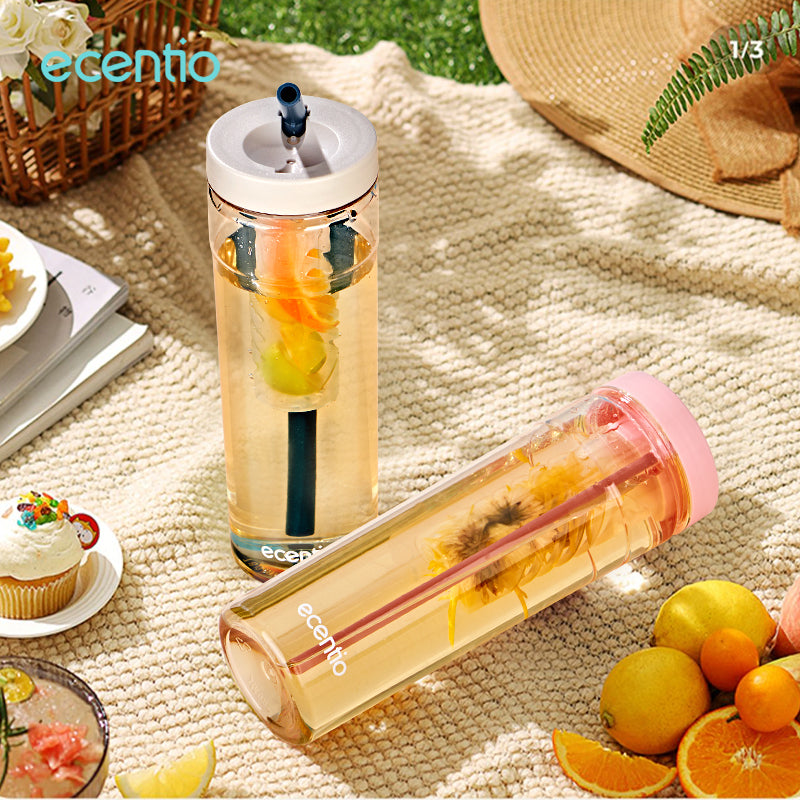 ecentio 3grid 1100ml Kotak makan+Botol minum 2pcs set - ecentio